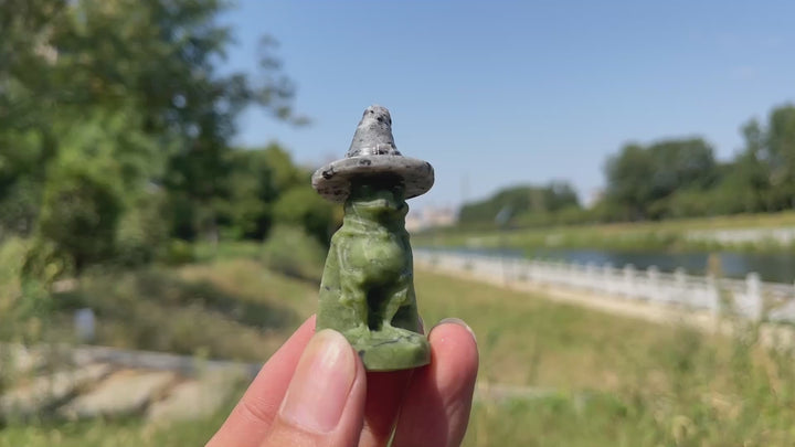 Natural Crystal Carving Serpentine Wizard Frog