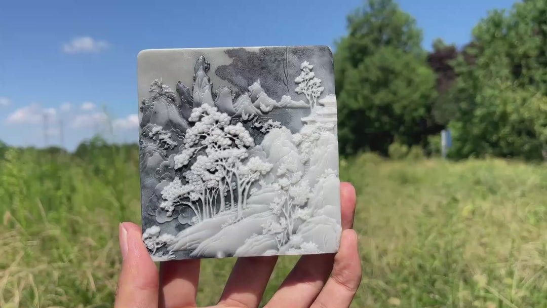 Unique,Natural Crystal Carving TaiJi Stone Landscape Scene