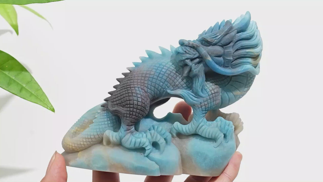 Unique,Natural Crystal Trolleite Exquisite Dragon Carving