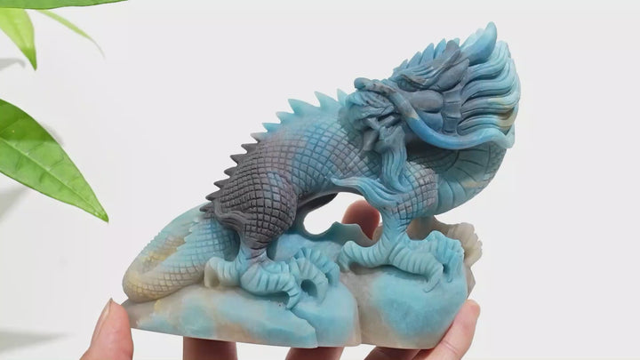 Unique,Natural Crystal Trolleite Exquisite Dragon Carving