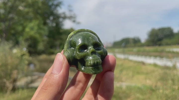 Natural Crystal Carving Headphone Skull