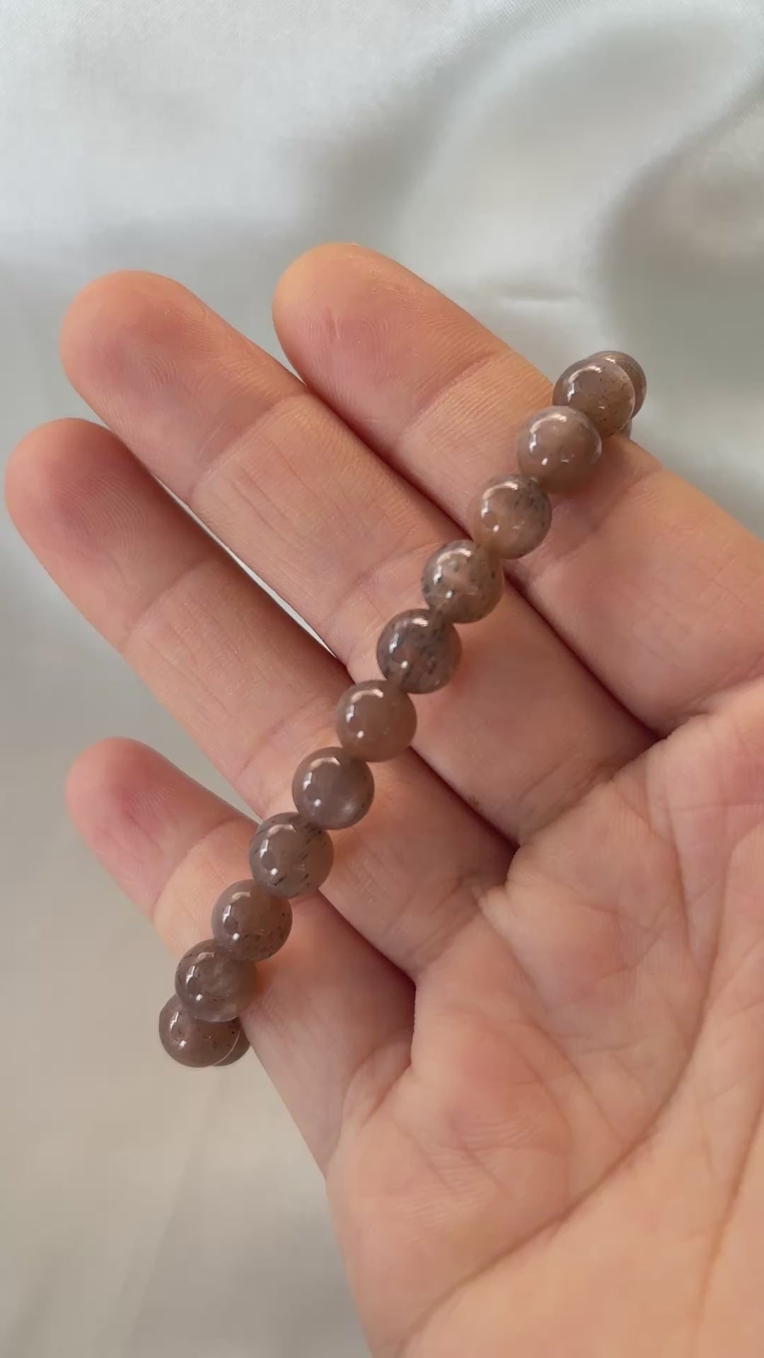 Black Moonstone With Sunstone Bracelet 6.9-8.3mm