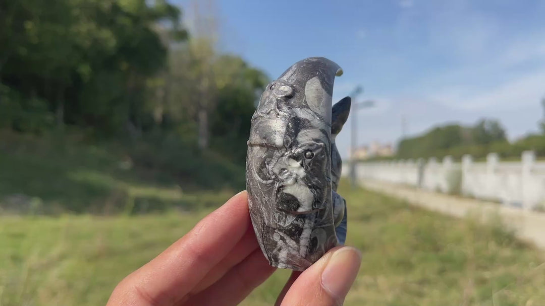 A Slightly Imperfect Natural Crystal Cute Cat On Moon Carving