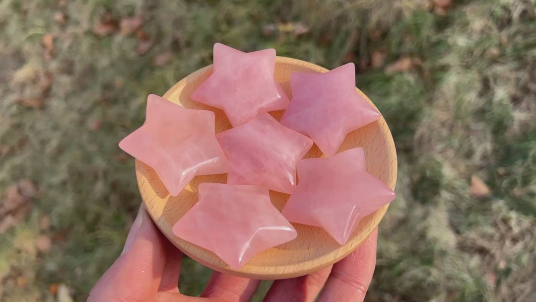Natural Crystal Carving Rose Quartz Star