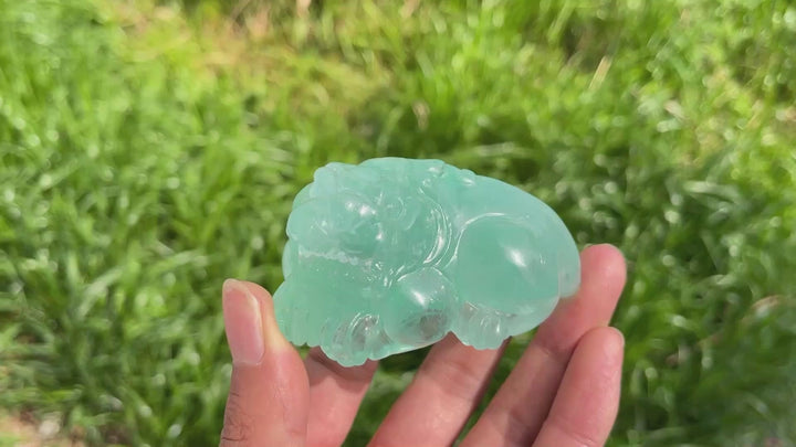 Unique,Natural Crystal Green Fluorite Pixiu