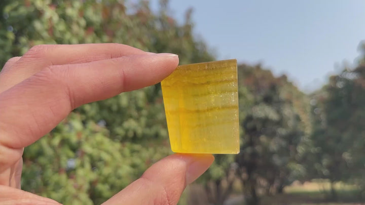 Natural Crystal Yellow Fluorite Freeform