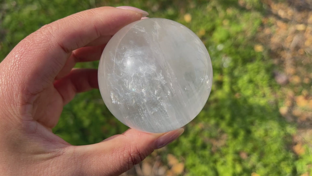 Natural Crystal White Fluorite Sphere