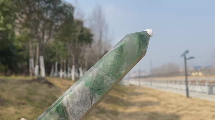 Natural Crystal African Green Jade Point