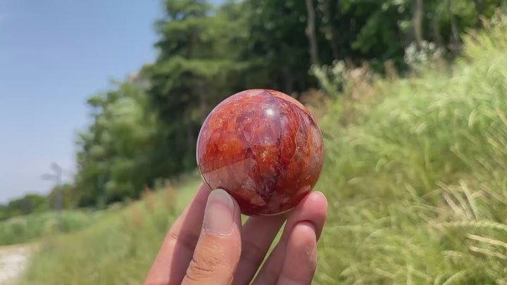 Unique,Natural Warm Fire Quartz Crystal Sphere
