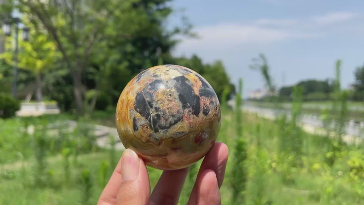 Unique, Natural Crystal Crazy Agate Sphere