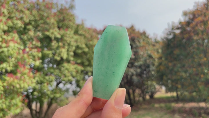 Natural Crystal Carved Coffin Slab
