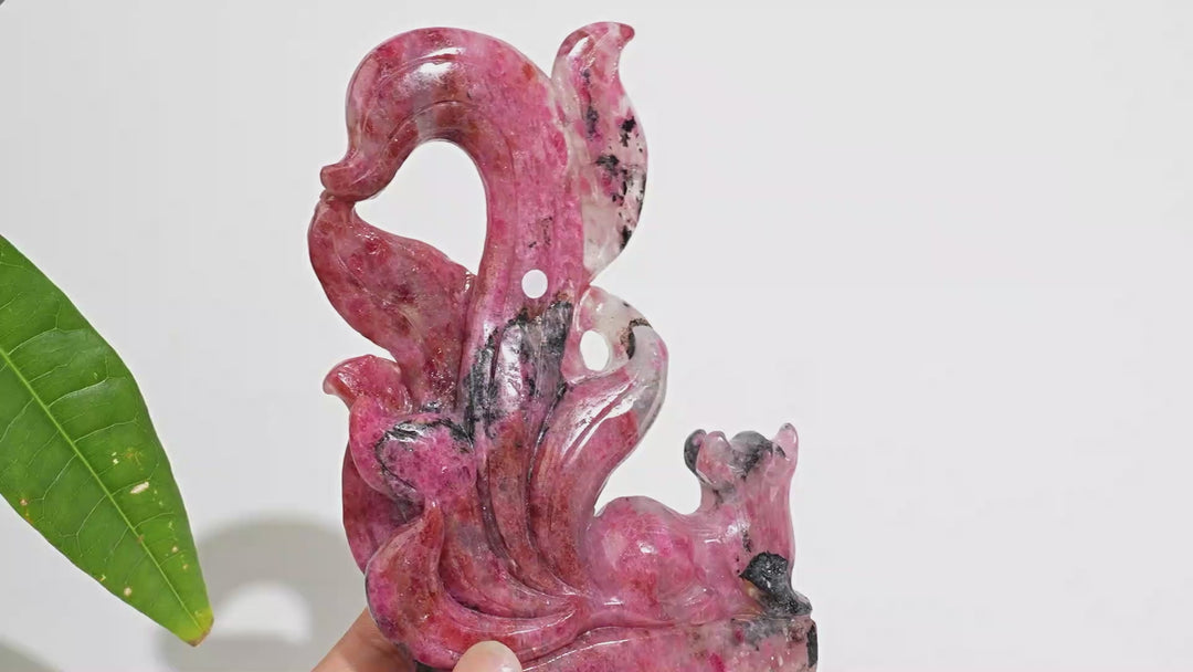 Unique,A Slightly Imperfect Natural Rhodonite In Quartz Nine-Tailed Fox