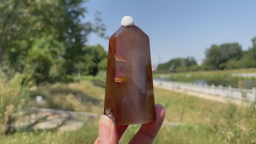 Unique,Natural Crystal Earth Toned Agate Point