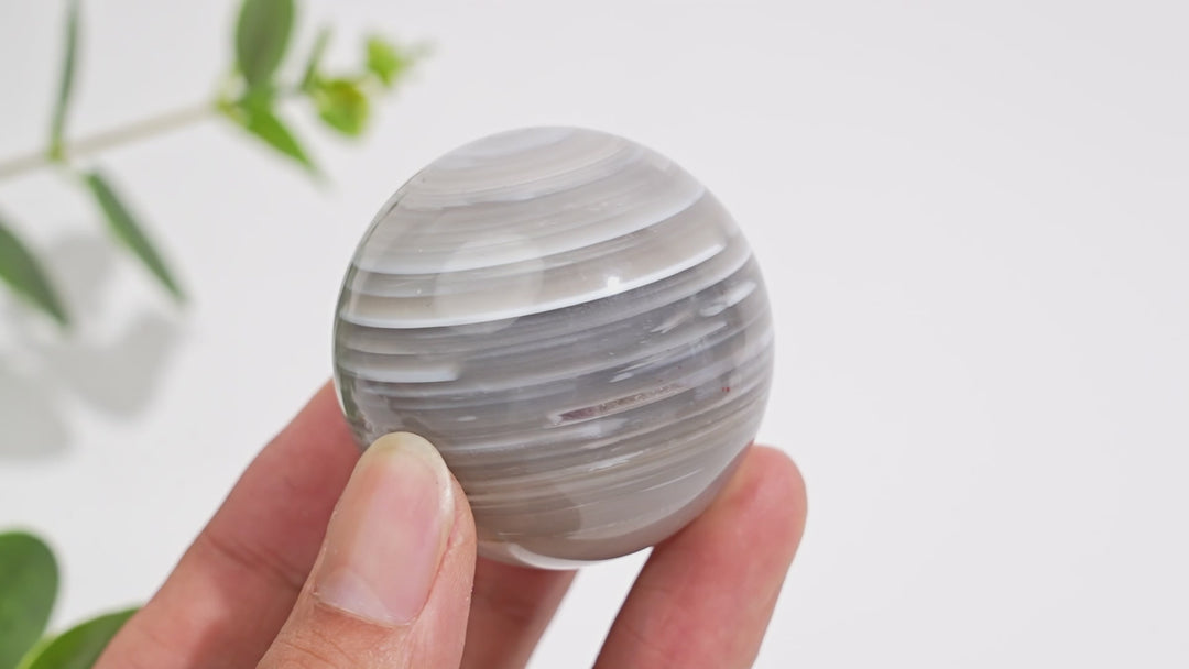 Natural Crystal Banded Agate Sphere