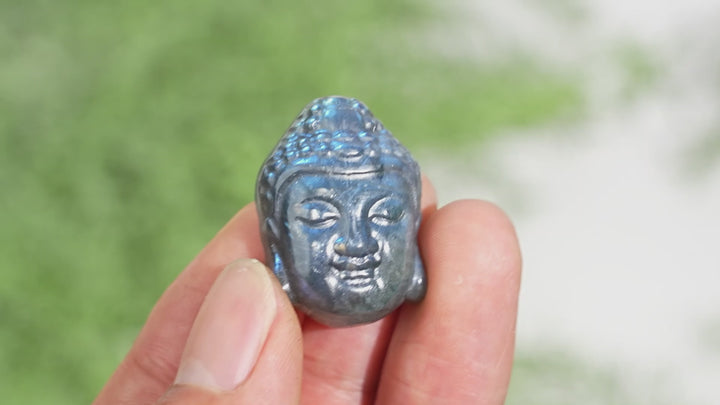 Natural Labradorite Buddha Head Carving