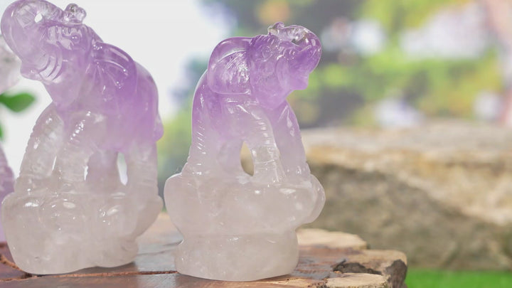 Natural Carving Dream Amethyst Elephant