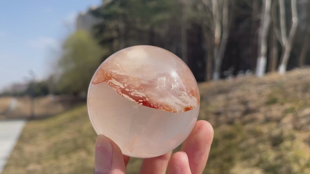 Unique,Natural Crystal Fire Quartz Sphere