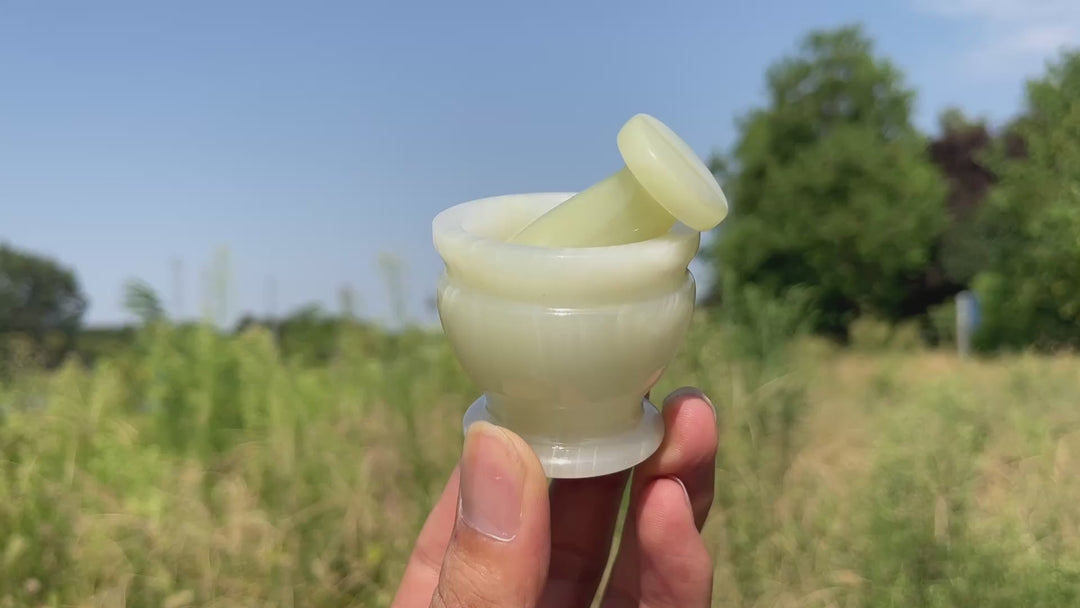 Natural Crystal Afghanistan Jade Garlic Mortar With Pestle