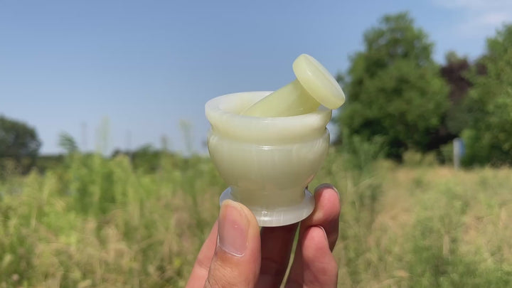 Natural Crystal Afghanistan Jade Garlic Mortar With Pestle