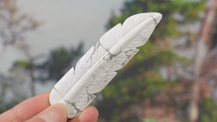 Natural Crystal Carved Howlite Feather