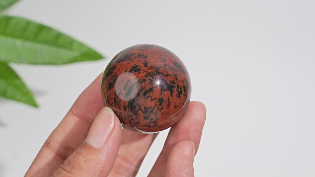 Natural Crystal Round Mahogany Obsidian Sphere