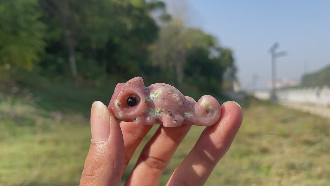 Natural Crystal Carving Lying Cute Chameleon