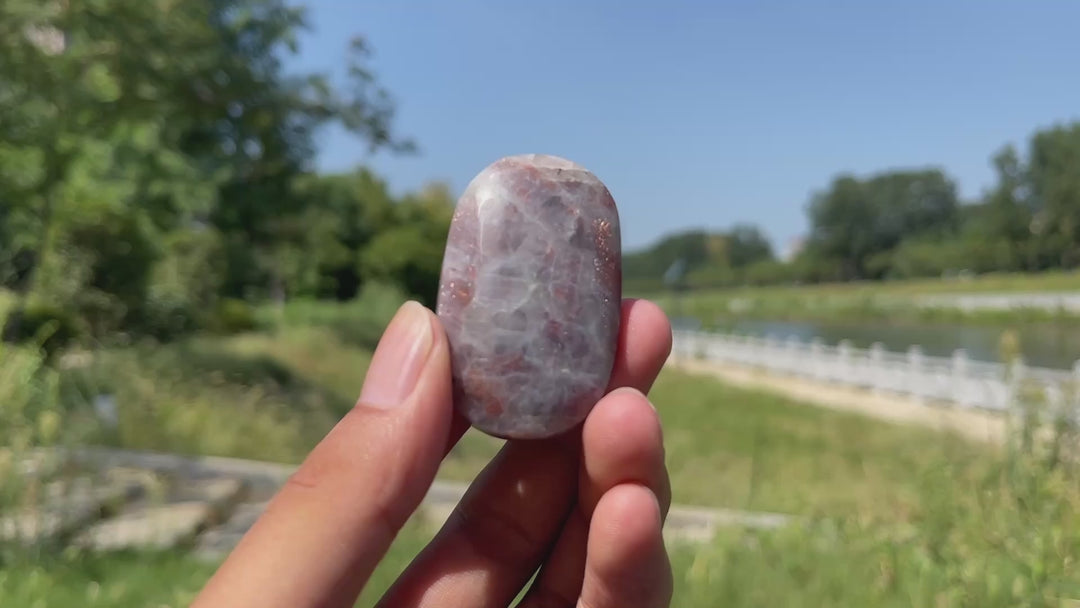Natural Crystal Blood Iolite Palm Stone