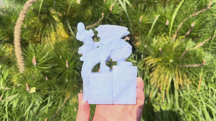 Unique Blue Lace Agate Dragon Sculpture