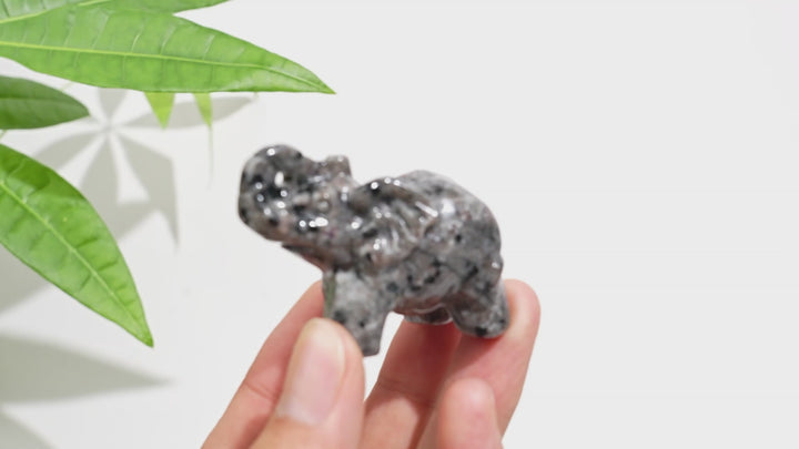 Natural Crystal Yooperlite Elephant Carving