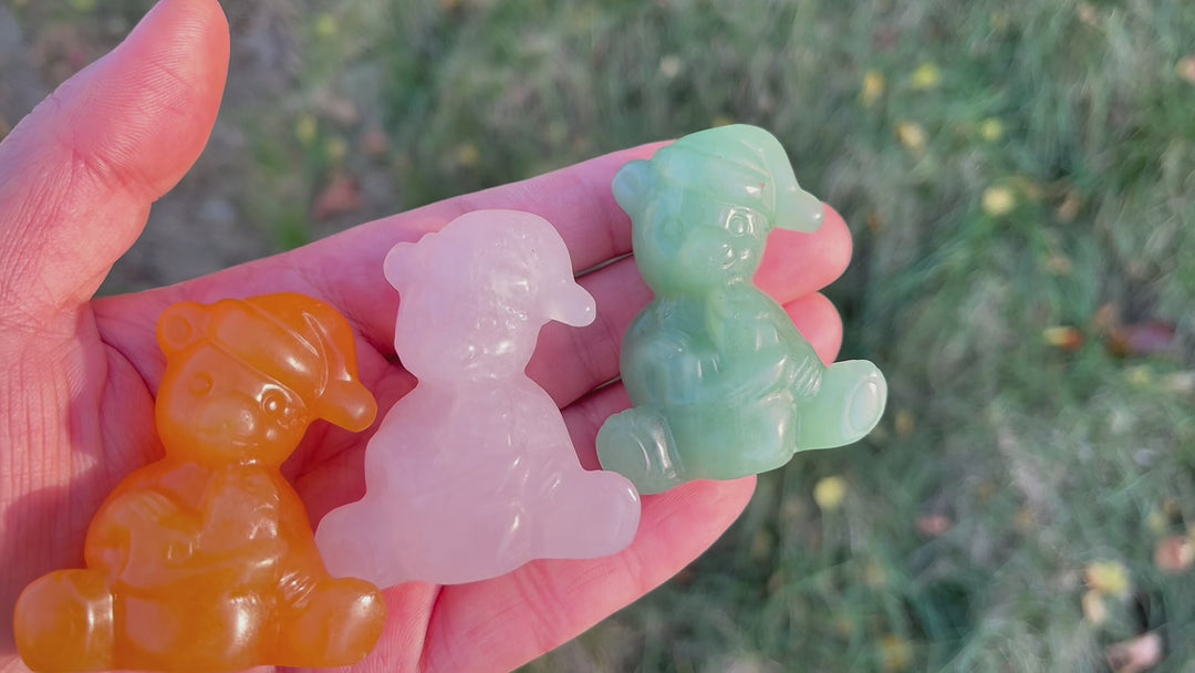 Natural Crystal Carving Christmas Bear