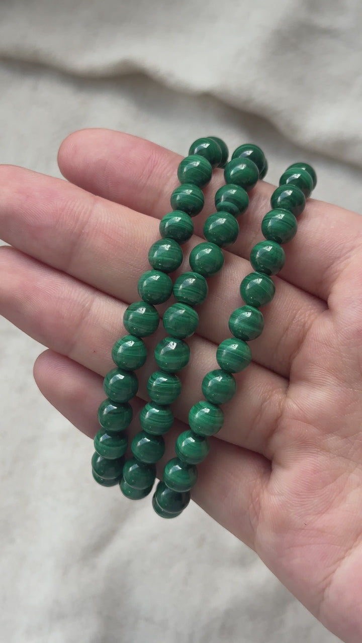 Malachite Triple Wrap Bracelet 6.3-6.6cm