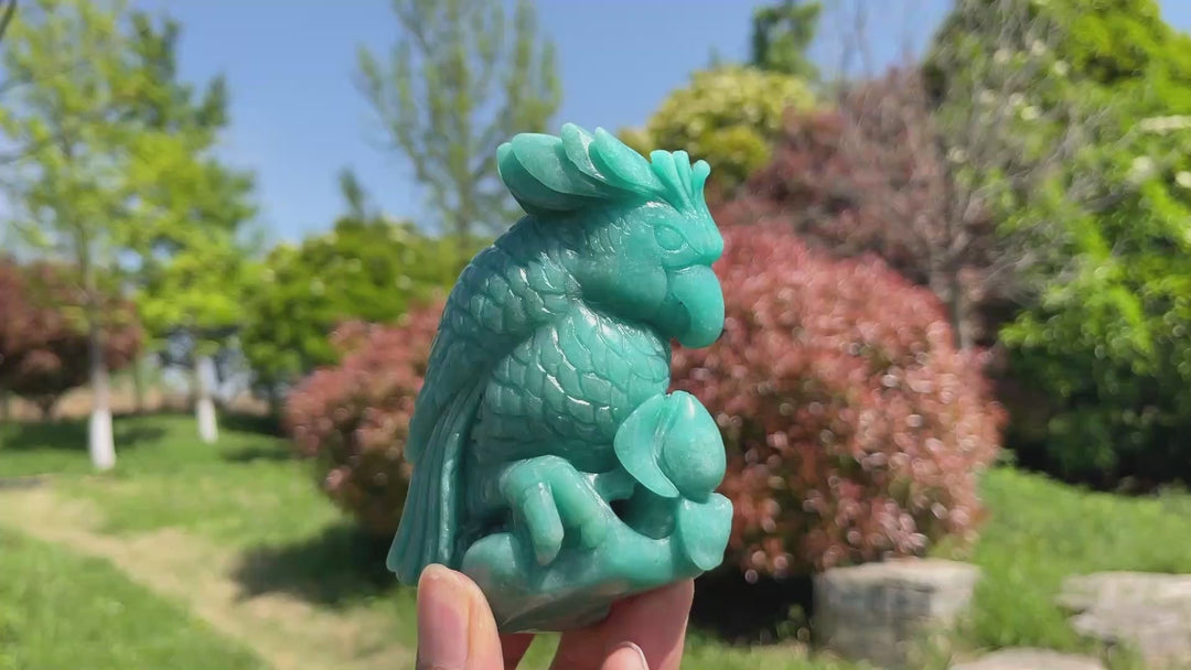 Natural Crystal Amazonite Parrot Carving