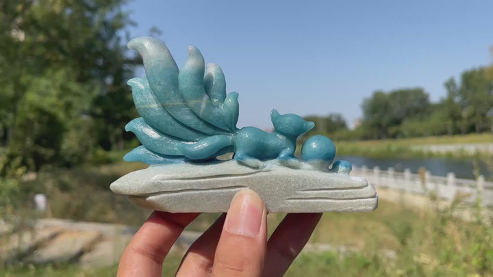 Unique,A Slightly Imperfect Natural Crystal Trolleite Nine-Tailed Fox
