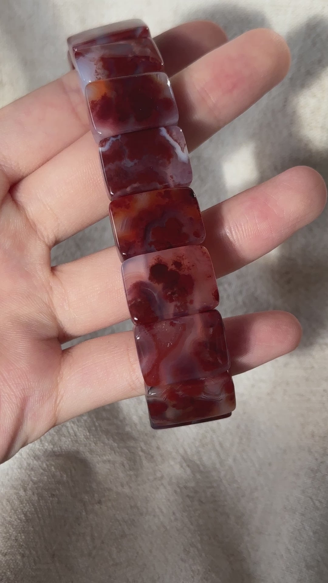 Southern Red Agate Square Bead Bracelet 6.5-7.5mm