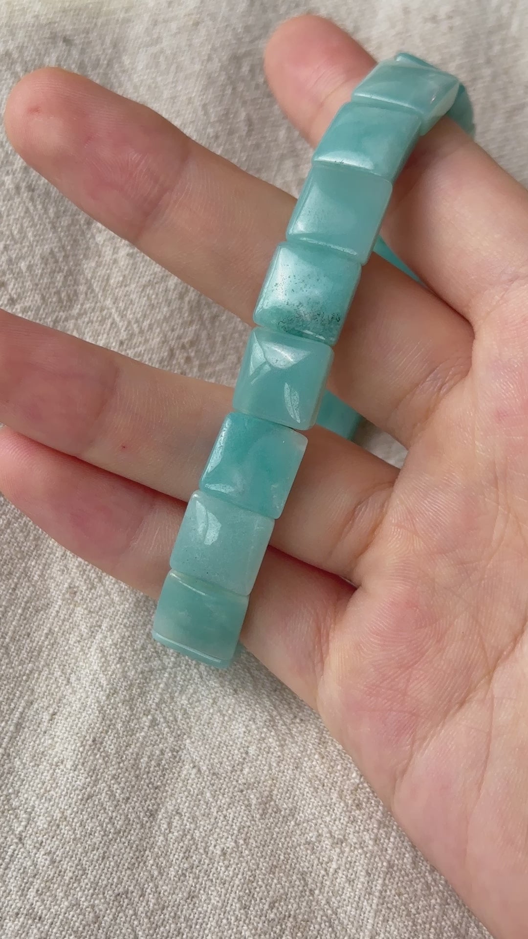 Blue Quartzite Square Bead Bracelet 11.1-11.3mm