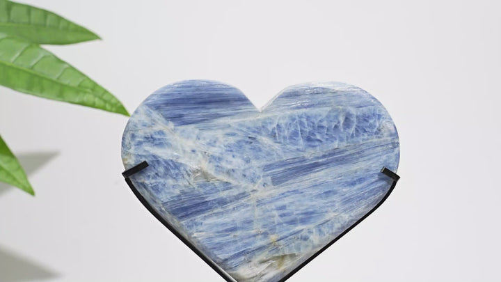 Unique,Natural Blue Kyanite Calming Heart With Stand