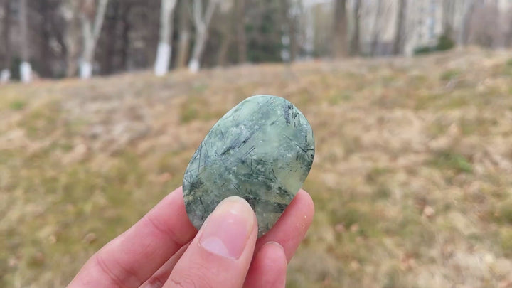 Natural Crystal Prehnite Palm Stone