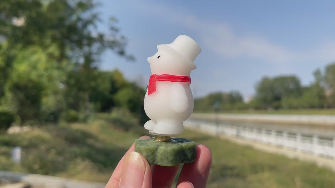Natural Crystal Rotatable Cute Snowman