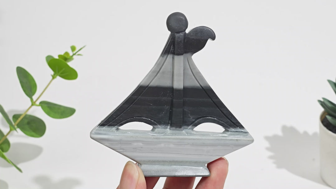 Natural Crystal Carving Sailboat With Anchor