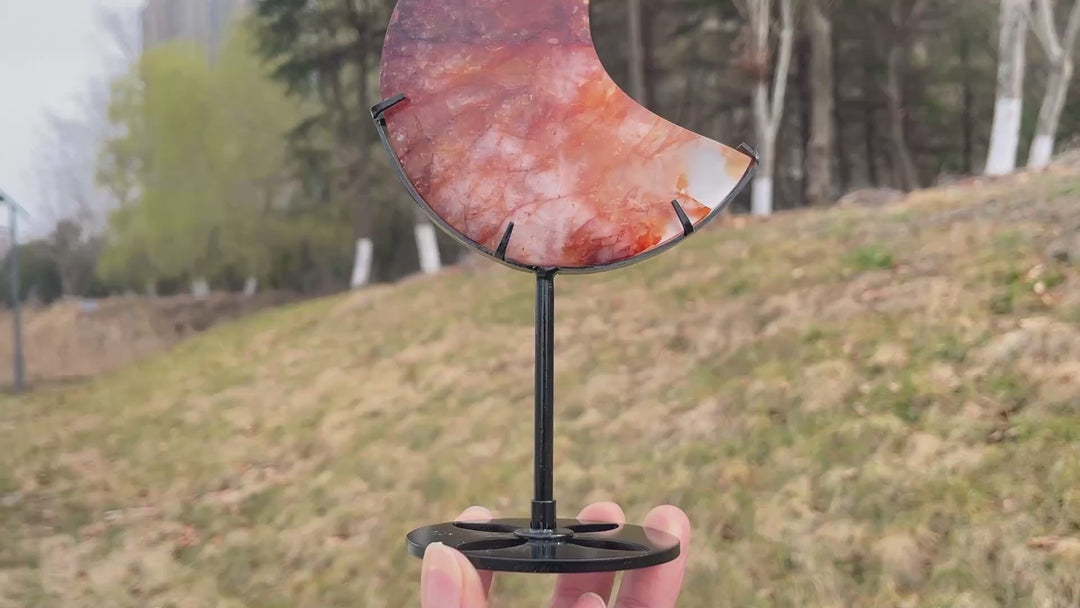 Unique,Imperfect Natural Fire Quartz Moon