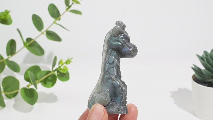 Natural Crystal Sweet Seated Giraffe Mini Carving