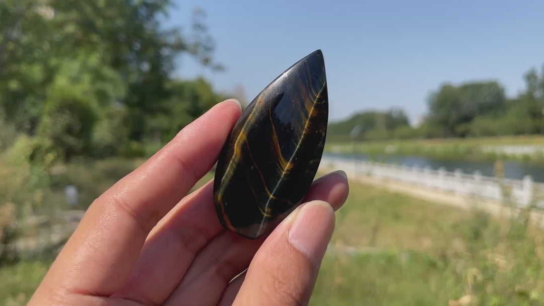 Natural Crystal Exquisite Blue And Yellow Tiger's Eye Teardrop