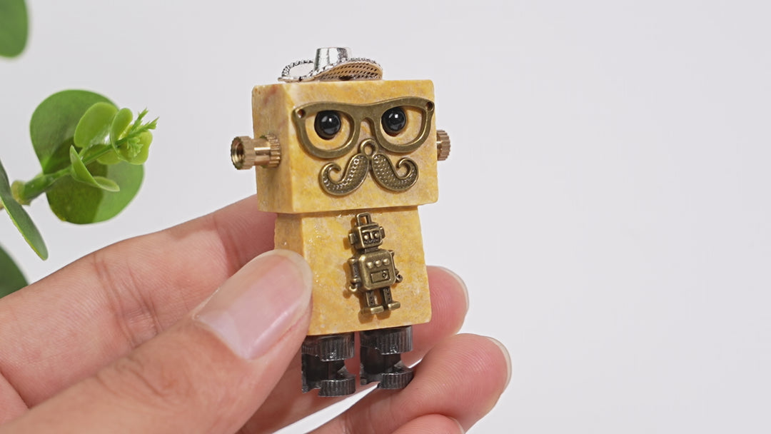 A Slightly Imperfect Natural Crystal Yellow Aventurine Robot