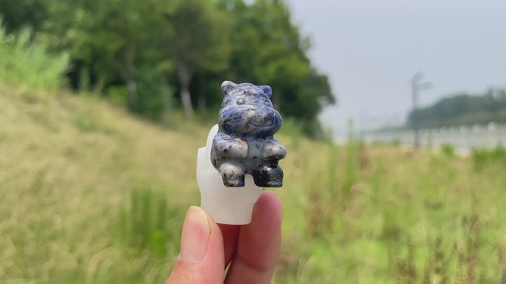 Natural Crystal Horse On Toilet Carving