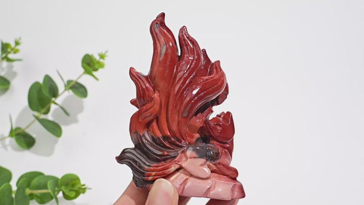 Unique,A Slightly Imperfect Natural Crystal Mookaite Nine-Tailed Fox Carving