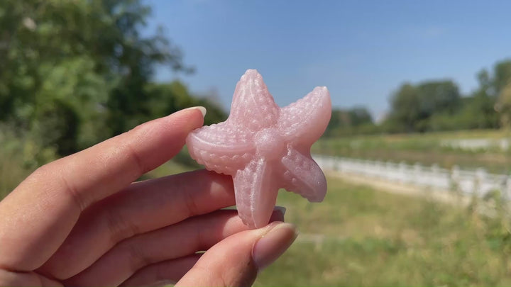 Natural Crystal Carving Pink Opal Starfish