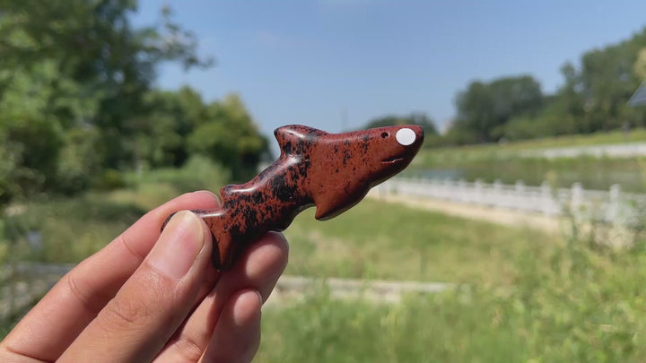 A Slightly Imperfect Natural Crystal Carving Sleek Bodied Fish