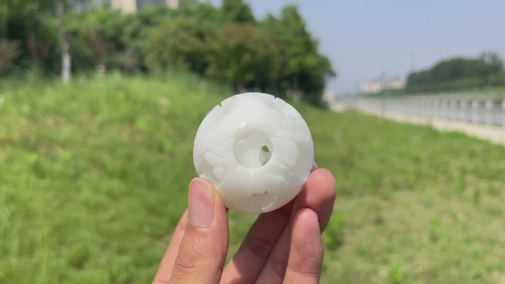 Natural Crystal White Jade Linglong Hollow Sphere