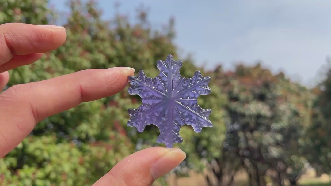 Natural Carving Fluorite Snowflake