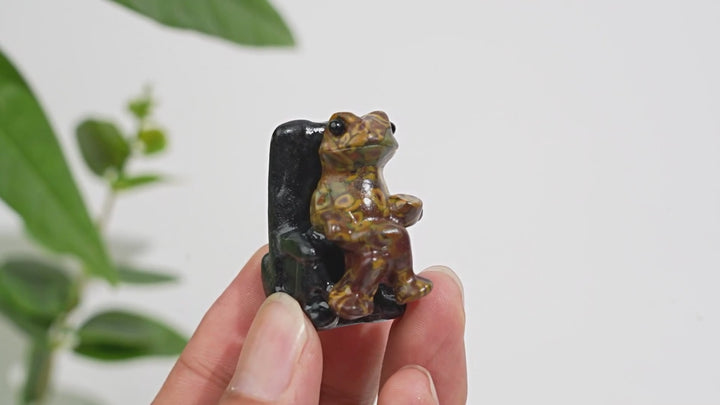 A Slightly Imperfect Natural Crystal Relaxing Frog On Lounge Chair Carving